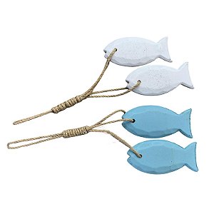 Enfeite Dupla De Peixes Azul E Branco TL-05