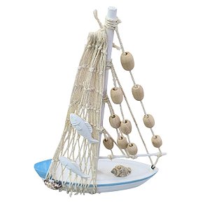 Barco Com Rede E Contas De Madeira TL-16