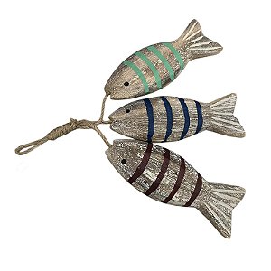 Enfeite Trio De Peixes Listrados Rustico TL-24