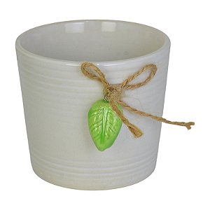 Vaso Com Relevo Linhas Folha Branco TL-58D