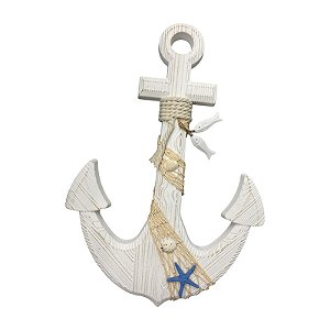 Enfeite Ancora De Madeira Sisal Com Peixes TL-70