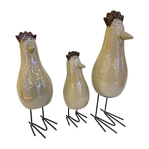 Kit 3Pçs Galinhas Marrom TM-03