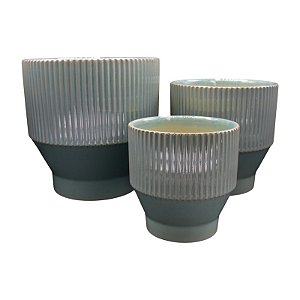 Kit 3Pçs Vasos Relevo Vertical Grande TM-10