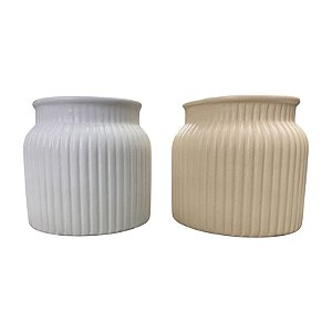 Vaso De Ceramica Com Borda Relevo Vertical Sortidos TM-11