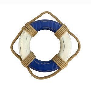 Boia De Madeira Estilo Rustico Branca E Azul TM-16