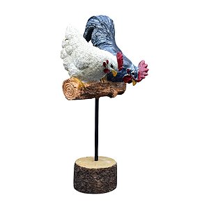 Puleiro Com Galo E Galinha Em Resina TJ-45