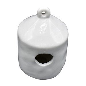 Casa De Passaro Arredondada Branca Em Ceramica TJ-48