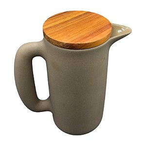 Jarra Em Ceramica Com Tampa Em Madeira TJ-76