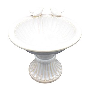 Prato Para Bolo Em Ceramica Passaros Branca TK-10A