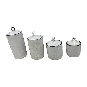 Conjunto com 4 Potes Decorativos com Tampa SA-04
