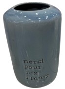 Vaso Azul "Merci Pour Les Fleurs"