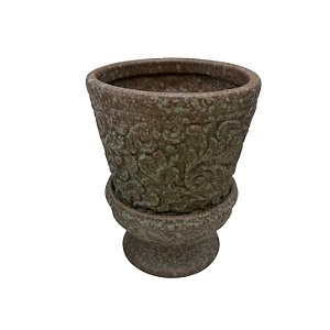 Vaso Rústico com Relevo Floral SA-33