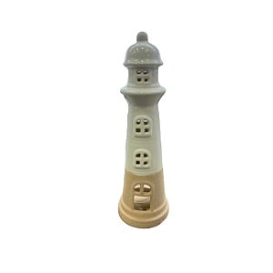 Enfeite Farol Branco em Cerâmica SA-51