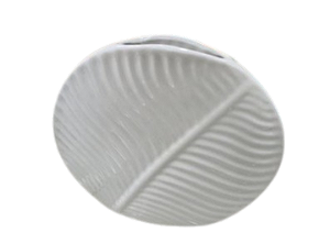Vaso Oval Branco com Relevo Diagonal SA-80