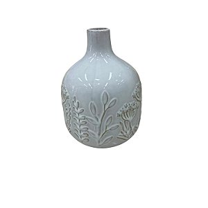 Vaso Branco com Relevo Botânico SA-82