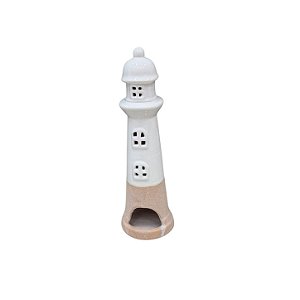 Enfeite Farol Branco em Cerâmica SB-38
