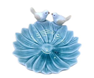 Enfeite Flor Azul com Pássaros