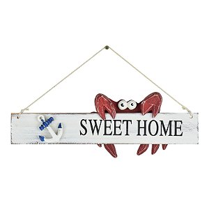 Placa Caranguejo Sweet Home em Madeira CY-47 A