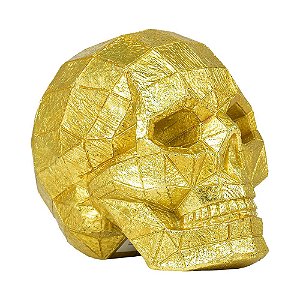 Caveira Decorativa Dourada em Resina YJ-55 B