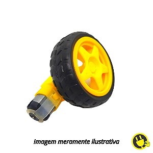 Conjunto Motor DC 3-6V com Caixa de Redução + Roda para Chassi Carrinho