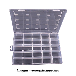 Caixa Organizadora 25 Divisórias Ajustáveis Transparente 33cm X 22,9cm X 4,3cm