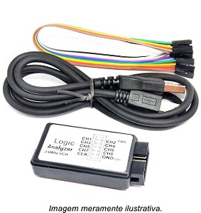 Analisador Lógico 8 Canais 24MHz com Interface USB