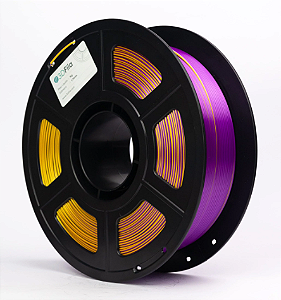 Filamento PLA SILK Tricolor 1,75mm 1Kg Preto, Roxo e Dourado 3D Fila