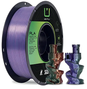 Filamento PLA Silk Tricolor 1,75mm 1Kg Verde Roxo Cobre MULTIFILA