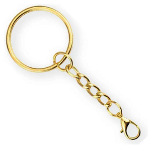 Kit 25 Chaveiros Gancho Duplo com Argola Dourado
