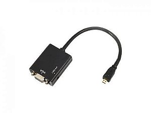 Conversor Adaptador de Vídeo MICRO HDMI para VGA com Áudio