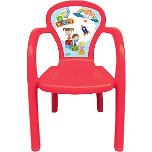 Cadeira Infantil Decorada de Plástico Usual Plastic 35 x 32 x 51 cm - Modelo: Vermelho Educativa - Ref. 276