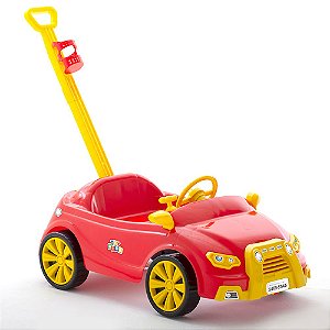 Carro Toy Kids 2 e 1 Color com Puxador e Suporte para Garrafa Paramount Cor Vermelho - Ref. 909