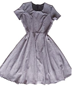 Vestido Godê Plus Size Linho Cinza