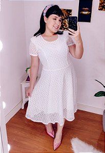 Vestido Godê Plus Size Renda Off-white
