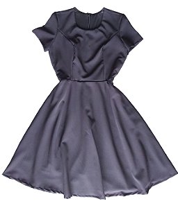 Vestido Feminino Godê Preto Liso Plus Size