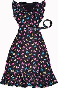 Vestido Laise Estampado com Cinto