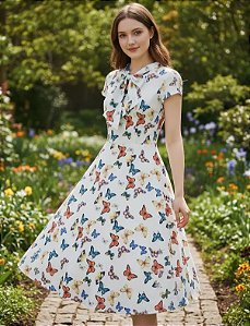 Vestido Com Laço Borboleta Off-white