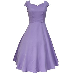 Vestido Godê Feminino Rodado Lavanda Lilás Evangélica Festa