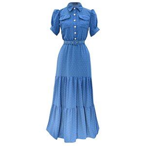 Vestido Longo Feminino Com Cinto 3 Marias