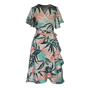 Vestido Envelope Feminino Malha Verde