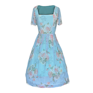 Vestido de Pregas Tule Feminino Midi