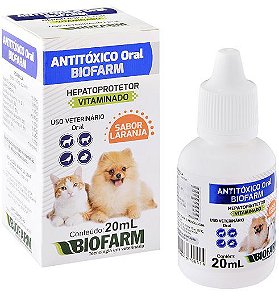 Antitóxico Hepatoprotetor Gotas Cães e Gatos 20ml Biofarm