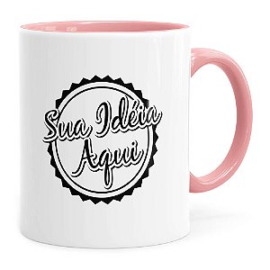 Caneca Personalizada Empresa v01 Alça e Interno Rosa