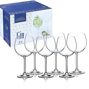 JOGO 6 TAÇAS CRISTAL BOHEMIA GIN 570ML TITANIUM