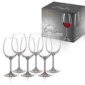 Jogo De 6 Taças Cristal Bohemia Vinho 480ml Titanium