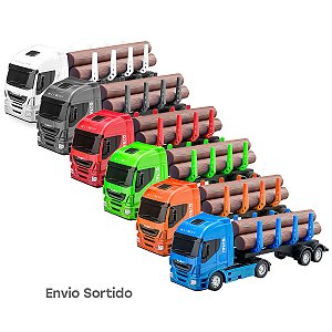 Kit Brinquedo Caminhão Basculante e Caminhão Com Toras Iveco