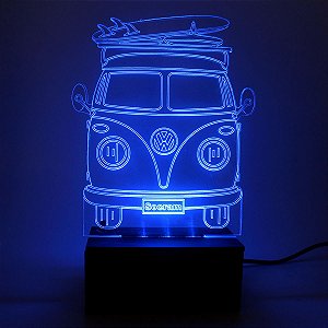 Luminária Kombi Surf Antiga Led Acrílico Bivolt de Mesa 15cm