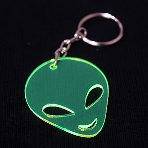 Chaveiro ET Acrílico Alienígena Ovni Extraterrestre Verde