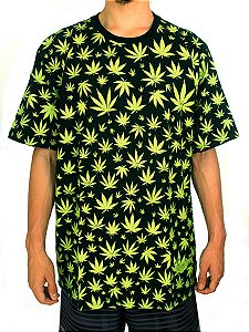 Camiseta Ganja 420 Preta e Verde Full Hemp Ray Brown