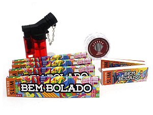 Kit 4 Sedas Bem Bolado + 2 Piteiras Slim + Dichavador + Isqueiro